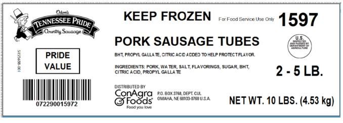 Odom's Tennessee Pride Value Fresh Mild Sausage Tube, 5 Pound -- 2 Per Case