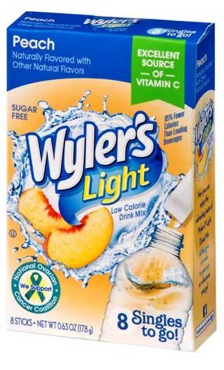 Wyler's Light Singles To Go Peach Drink Mix, 0.63 Ounce -- 12 Per Case