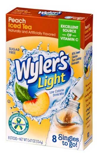 Wyler's Light Singles To Go Peach Iced Tea Drink Mix, 0.47 Ounce -- 12 Per Case
