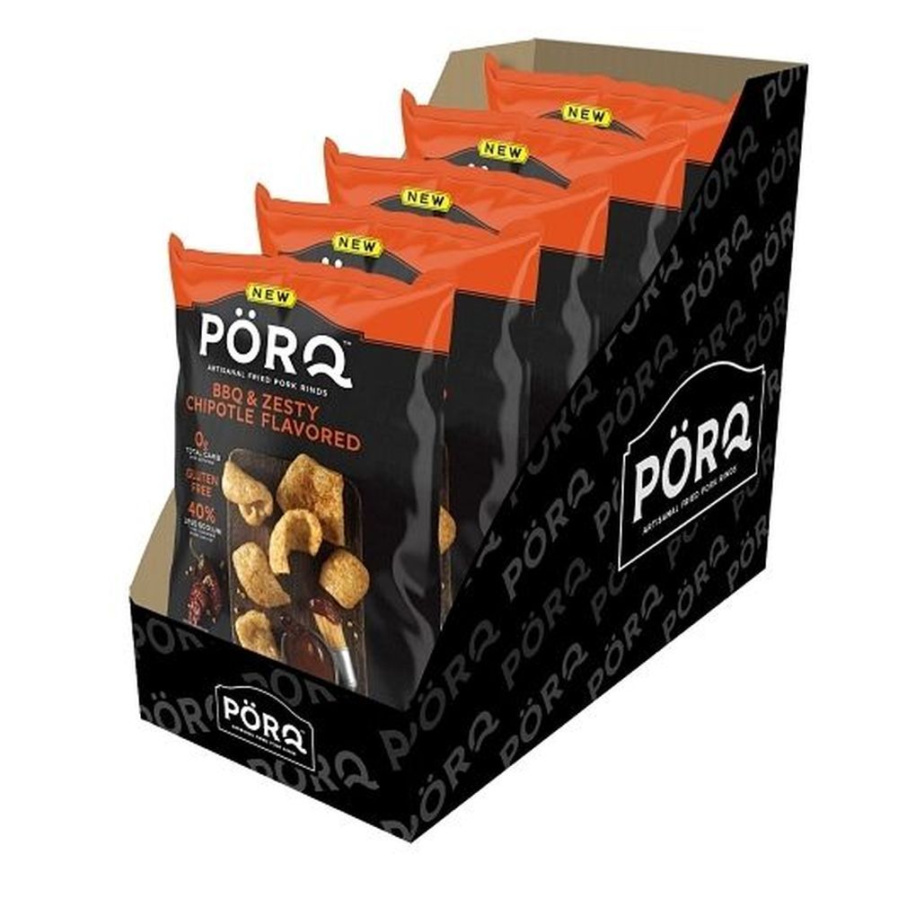 Porq Bbq And Zesty Chipotle Fried Pork Rinds, 2 Ounce -- 5 Per Case