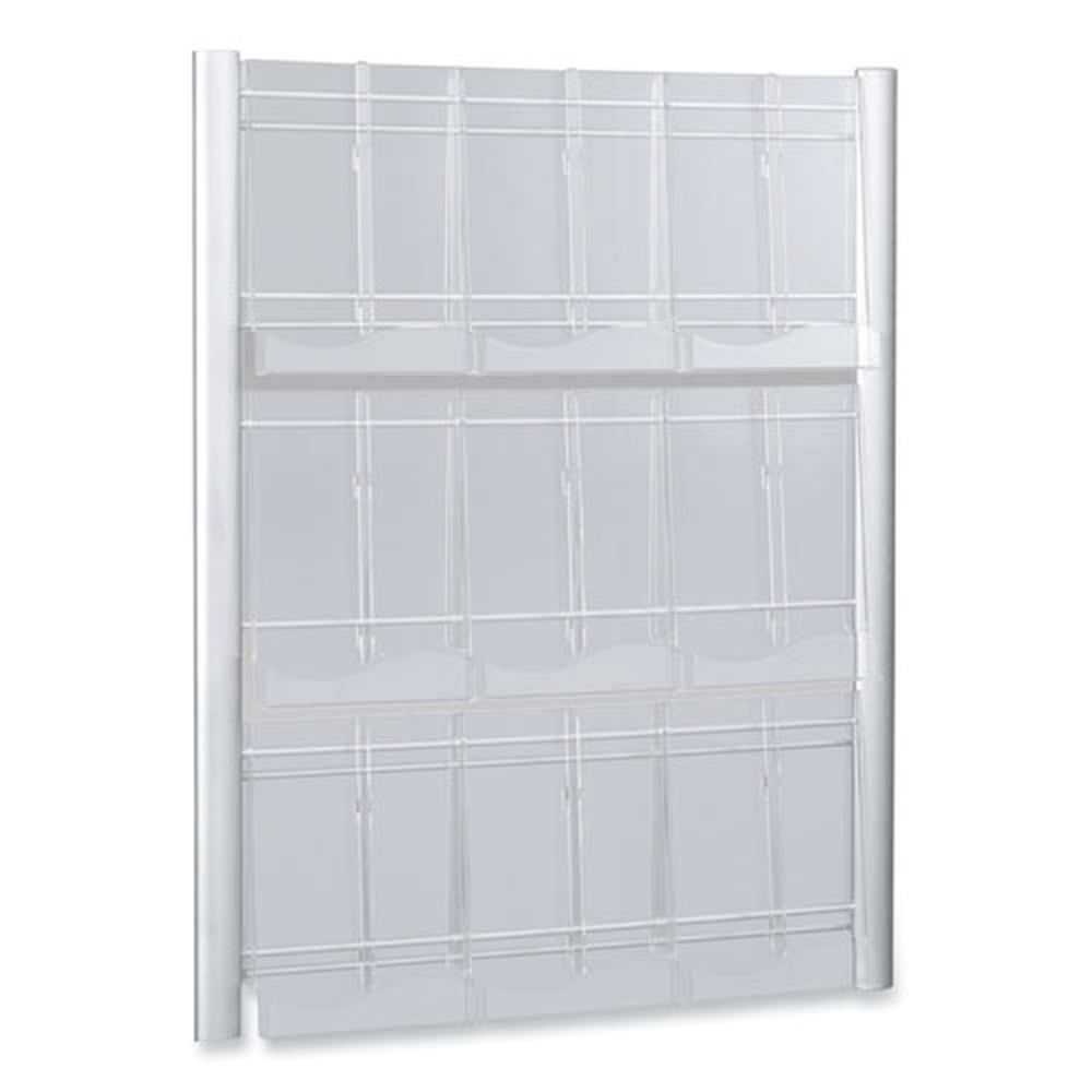 Safco Clear/silver 9 Compartments Luxe Magazine Rack, 31.75 X 5 X 41 Inch