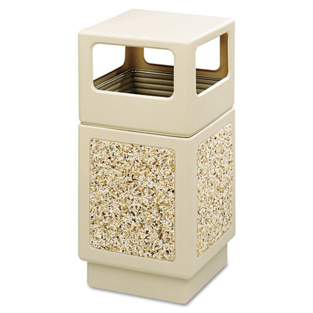 Safco Polyethylene Tan Canmeleon Aggregate Panel Side Open Receptacles, 38 Gallon