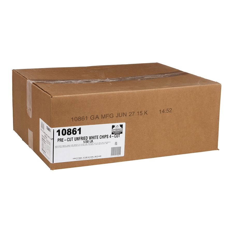 Mission Foods Pre-cut Unfried White Corn Tortilla Chips, 4 Cut, 30 Pound