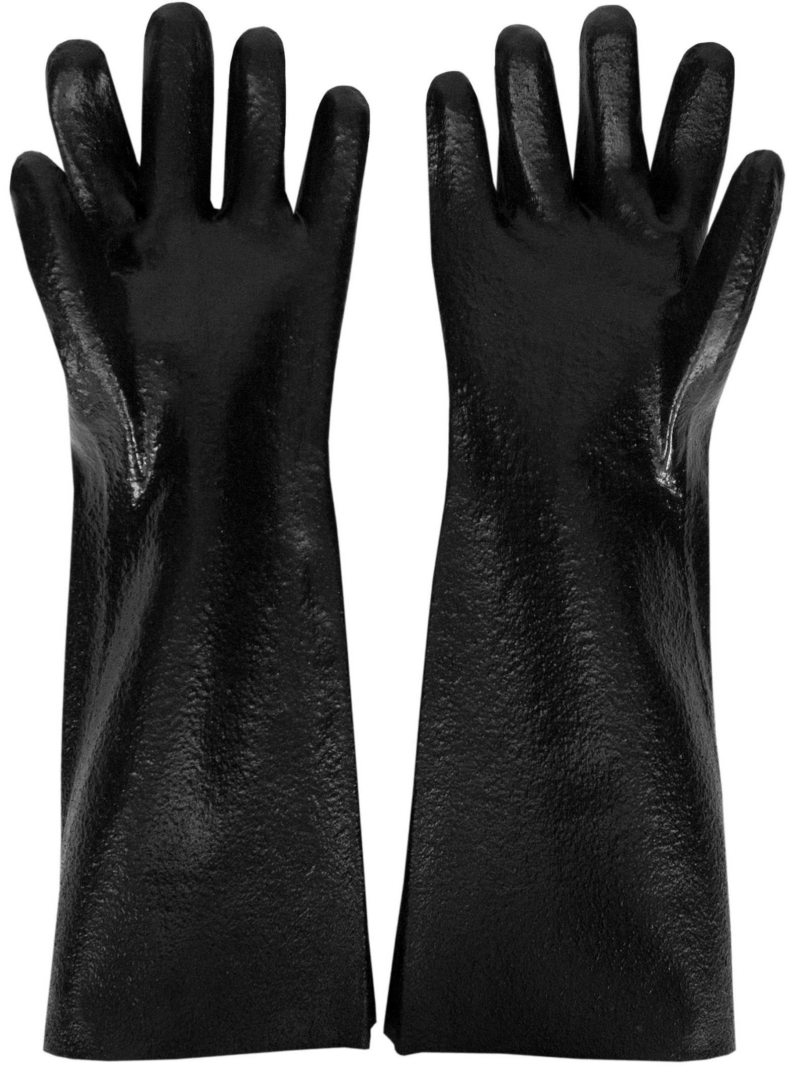 Chef's Line Rubber Elbow Length Black Cleaning Gloves, 18 Inch -- 24 Per Case