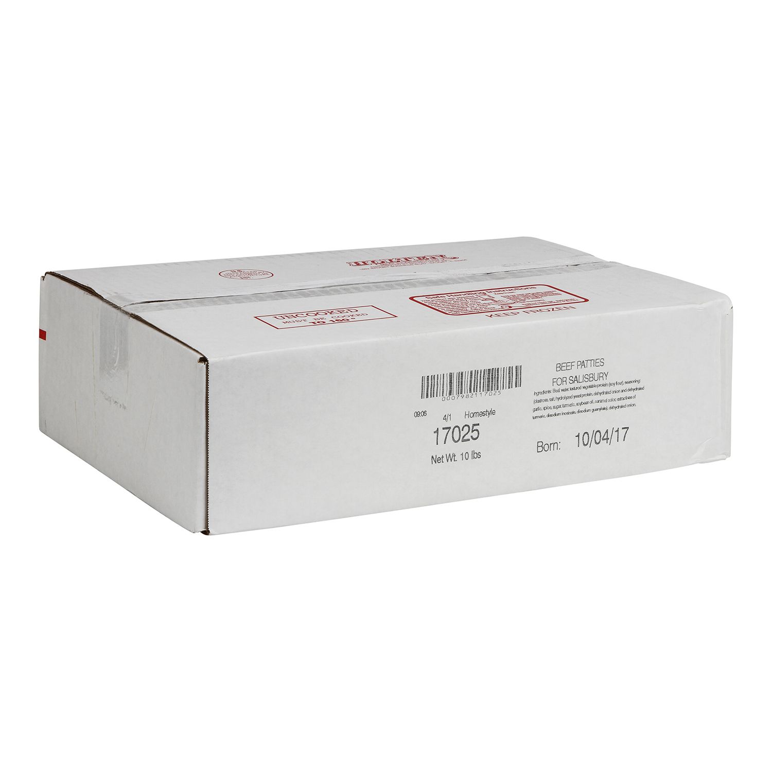 Holten Meat 4-1 Salisbury Steak, Beef Patty Hamburger, 40 Pieces Of 4 Ounce, 10 Pound
