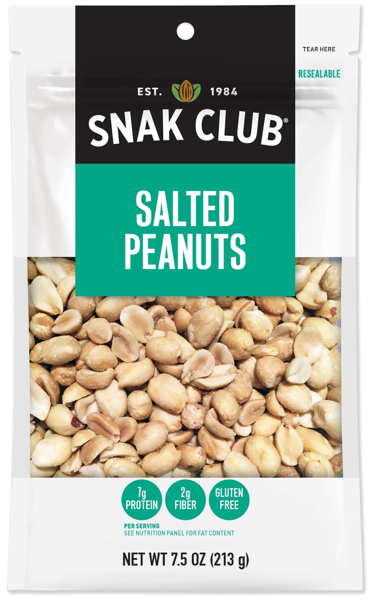 Snak Club Premium Pack Salted Peanuts, 7.5 Ounce -- 6 Per Case