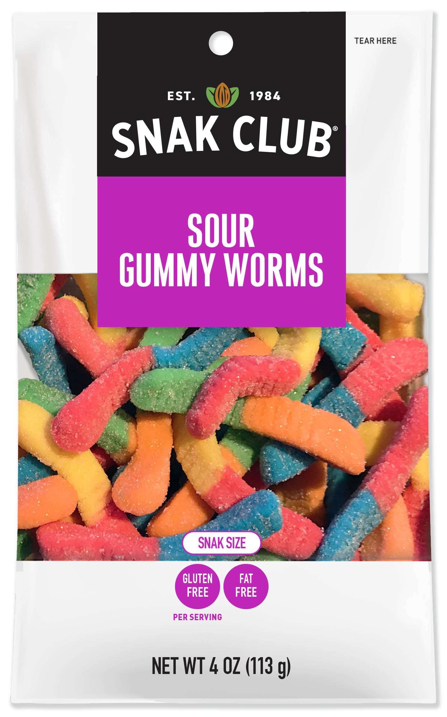 Snak Club Sour Gummy Worms, 4 Ounce -- 12 Per Case