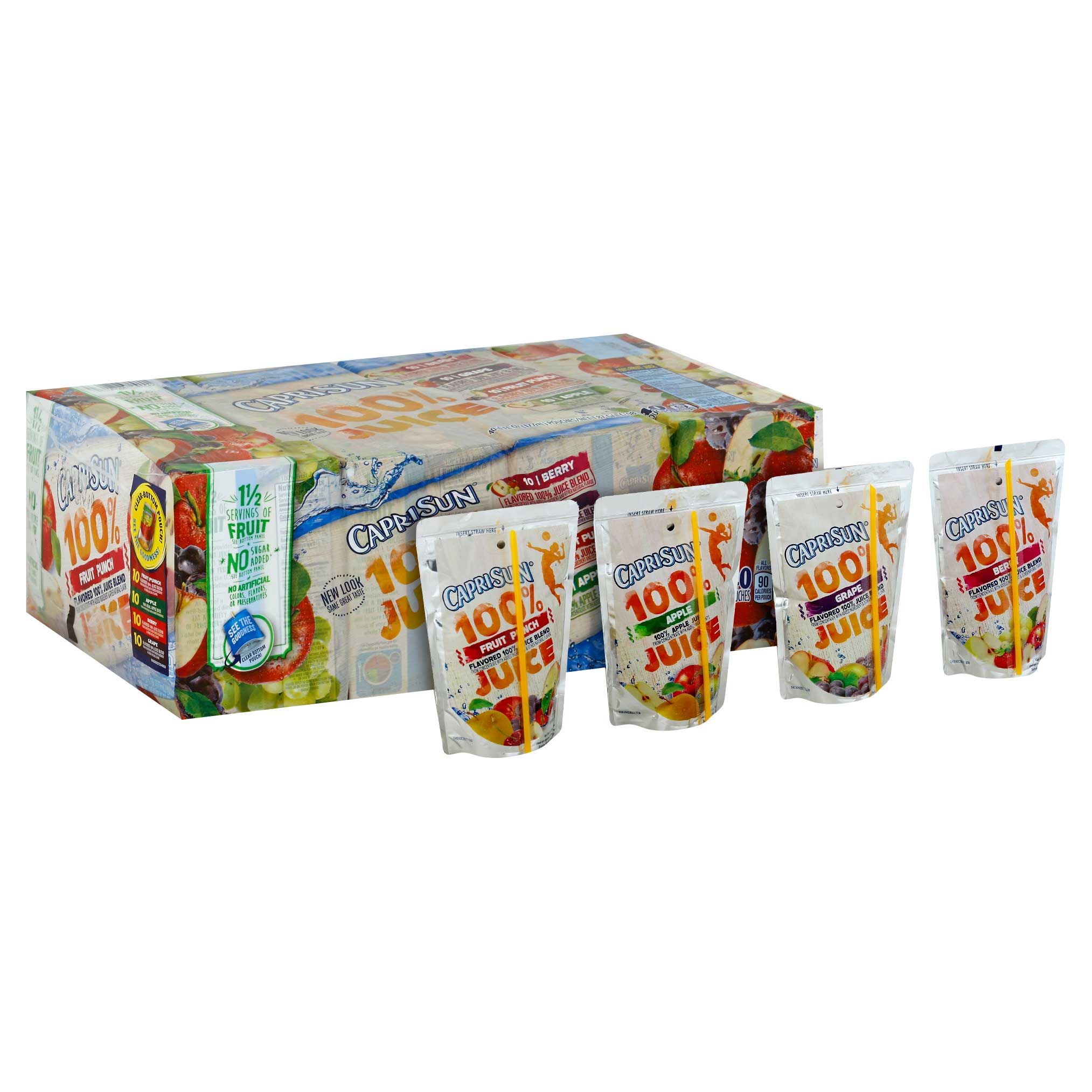 Capri Sun All Natural 100 Percent Apple Juice, 60 Fluid Ounce -- 4 Per Case