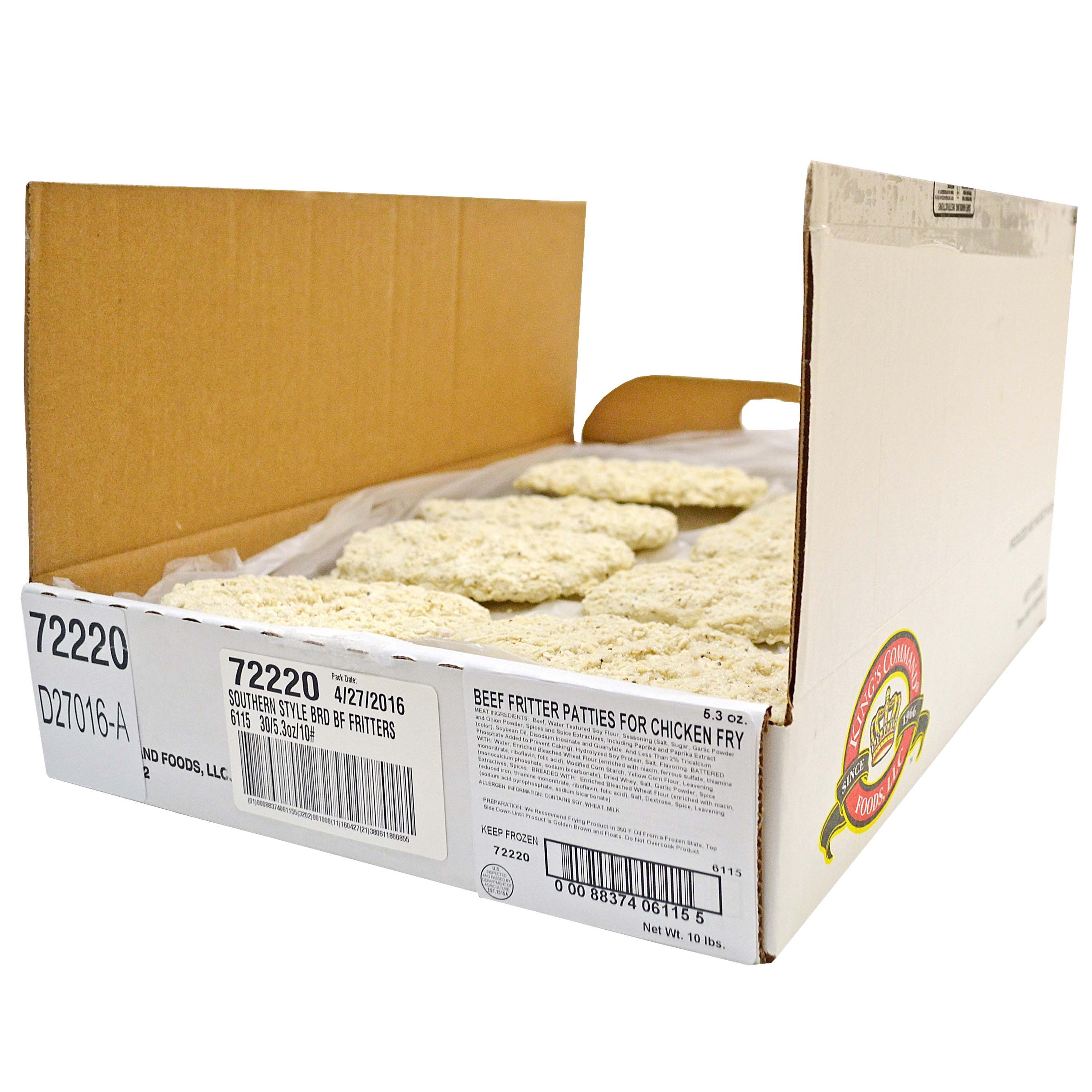 King's Command Foods Southern Style Chicken Fried Beef Steak, Raw, 5.3 Ounce -- 30 Per Case