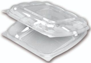 Seeshell Medium Shallow Scalloped Hinged Rigid Container -- 180 Per Case