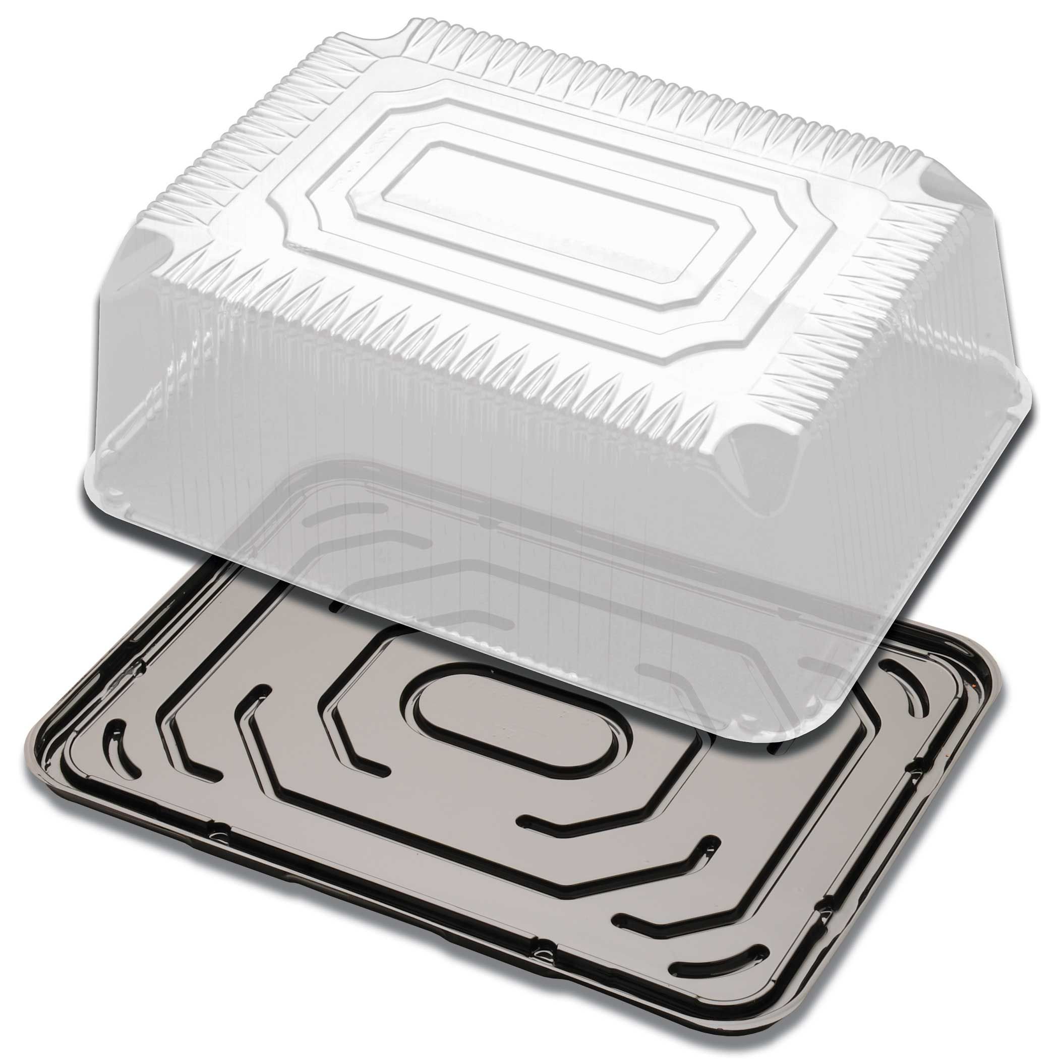 Displaycake Black 1/4 Size Sheet Cake Plastic Display Container With Dome Lid -- 80 Per Case