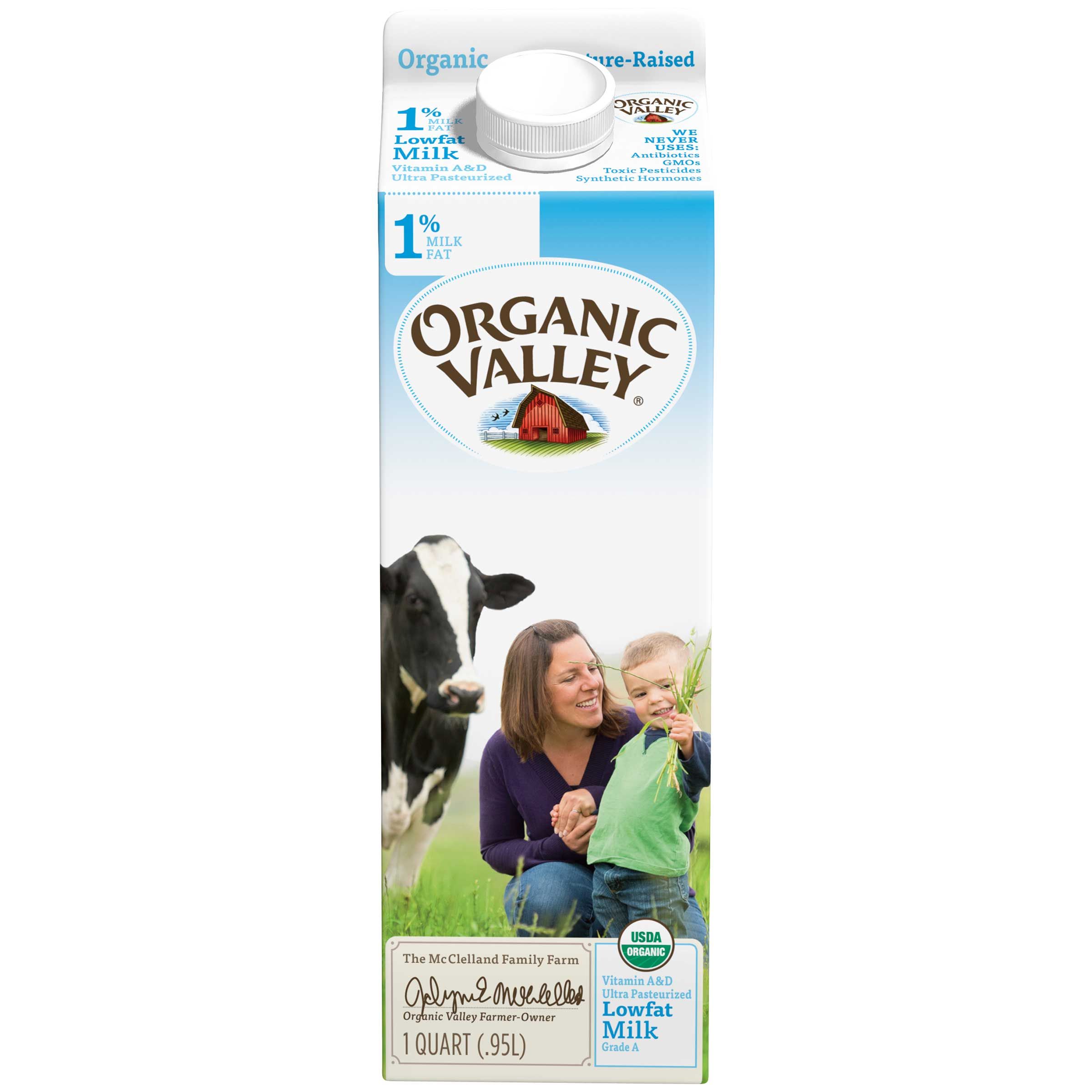 Organic Valley Ultra Pasteurized 1 Percent Low Fat Milk, 32 Fluid Ounce -- 12 Per Case