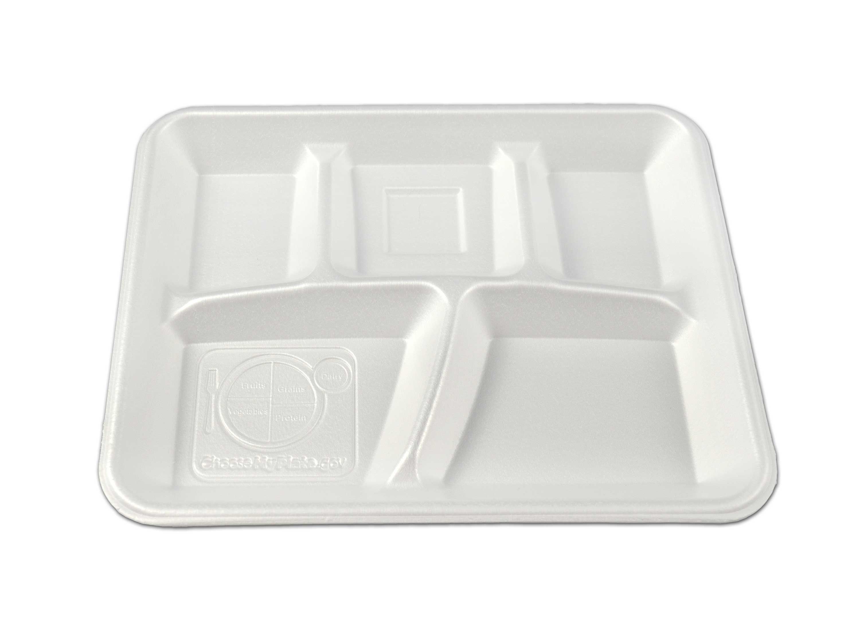 Enviroware Envirofoam White 5 Compartment Tray -- 500 Per Case