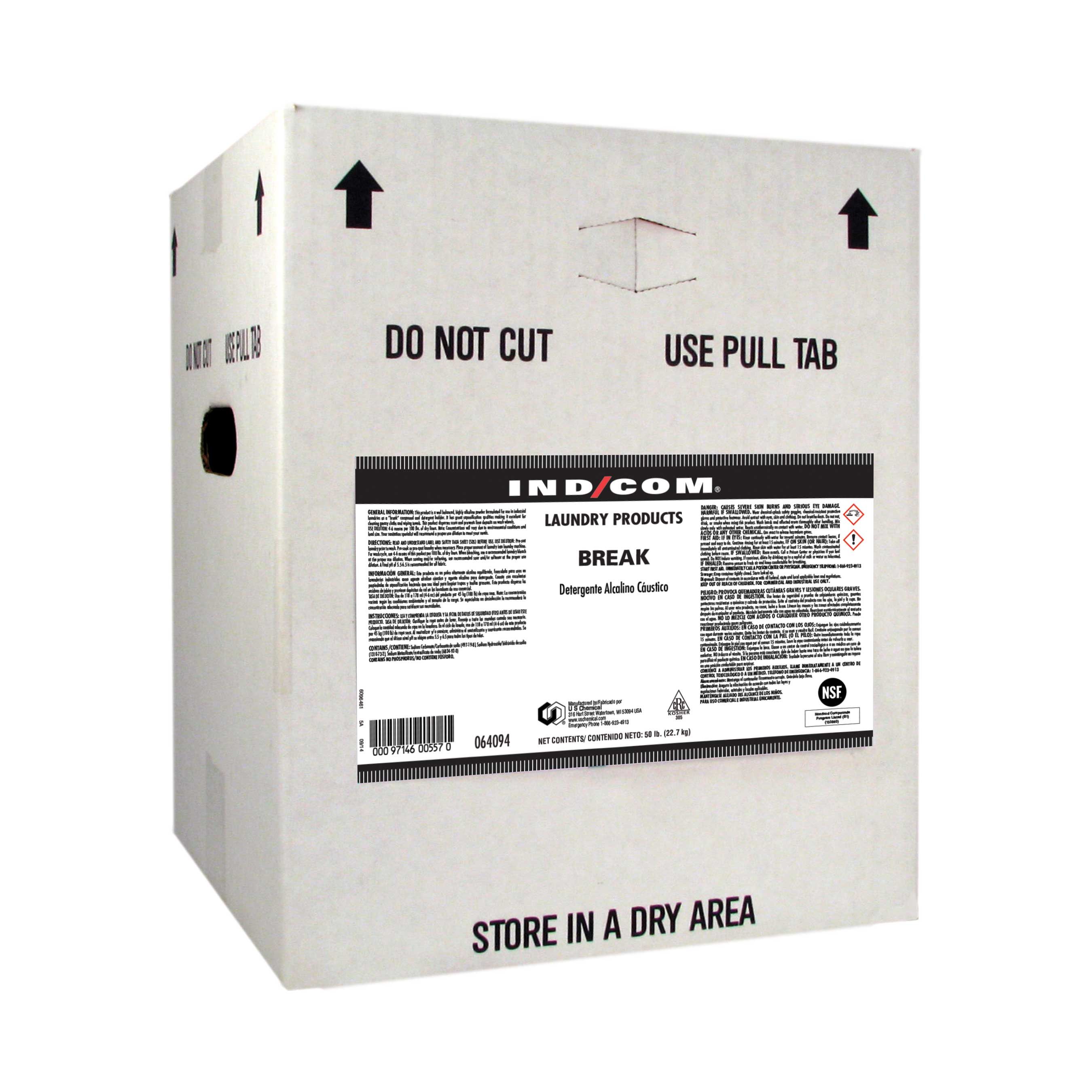 Ind/com Break Laundry Detergent Powder, 50 Pound