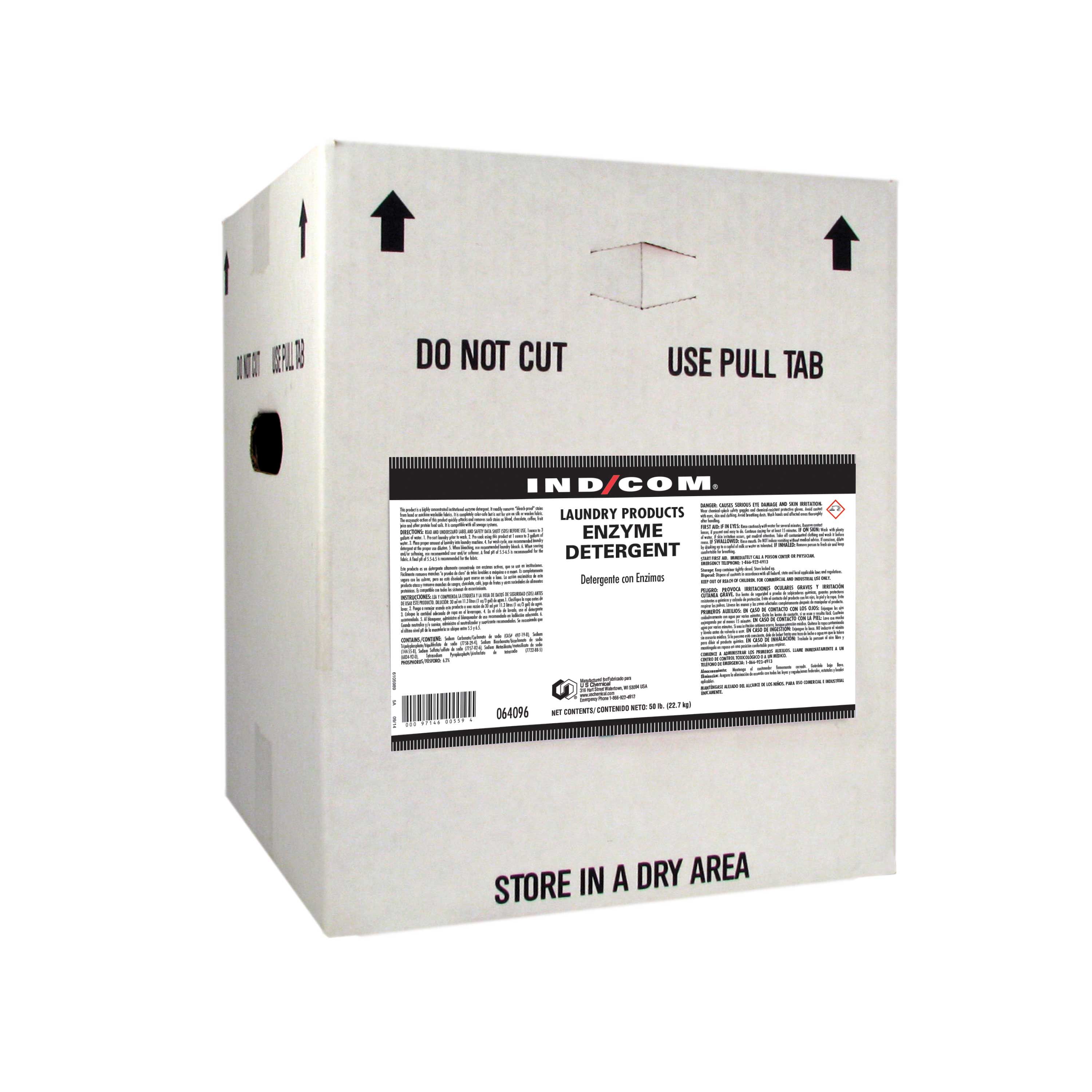 Ind/com Enzyme Laundry Detergent Powder, 50 Pound