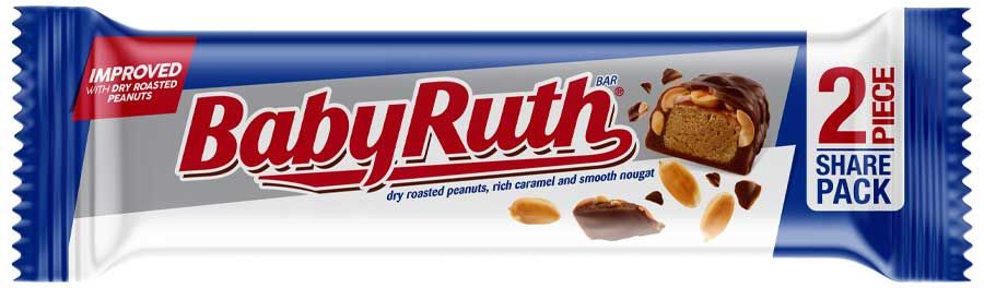 Baby Ruth Chocolate Bar, Share Pack, 3.3 Ounce -- 144 Per Case