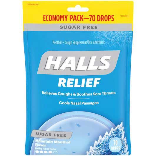 Halls Sugar Free Mountain Menthol Cough Drops, 70 Count -- 12 Per Case