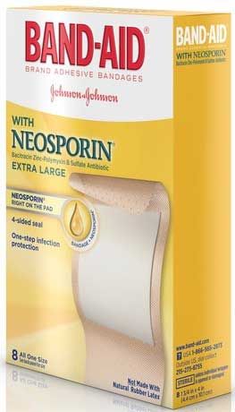 Band-aid Extra Large Antibiotic Adhesive Bandage, 8 Count -- 24 Per Case