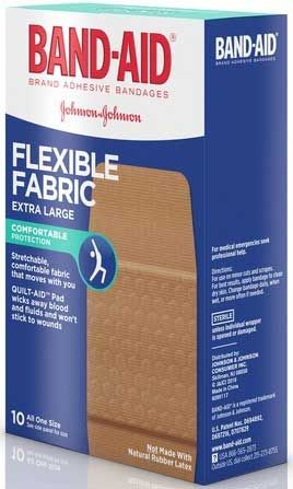Band-aid Flexible Fabric Extra Large Adhesive Bandage, 10 Count -- 24 Per Case