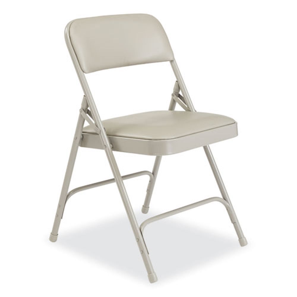 Nps 1200 Series Warm Gray Premium Vinyl Dual-hinge Folding Chair With 17.75 Inch Seat Height, Supports 500 Pound -- 4 Per Case