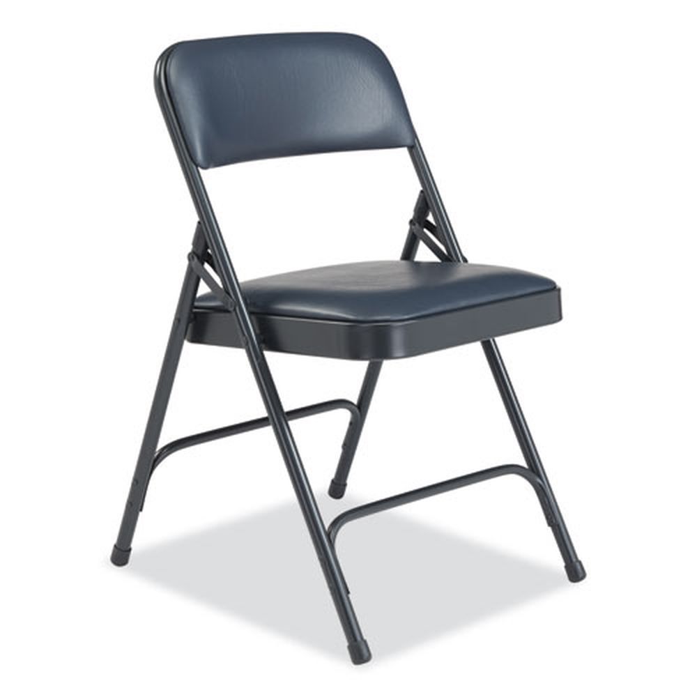 Nps 1200 Series Dark Midnight Blue Vinyl Dual-hinge Folding Chair With 17.75 Inch Seat Height, Supports 500 Pound -- 4 Per Case