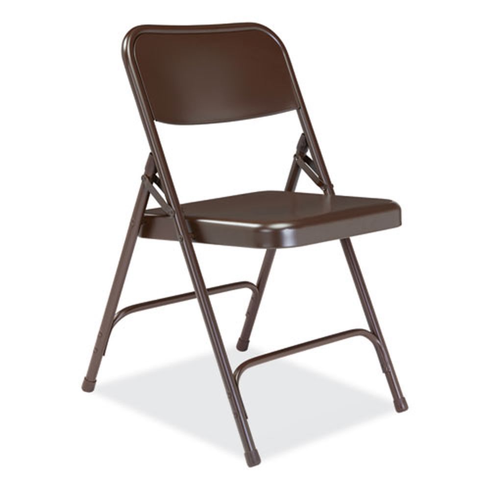 Nps 200 Series Brown Premium All-steel Double Hinge Folding Chair With 17.25 Inch Seat Height, Supports 500 Pound -- 4 Per Case