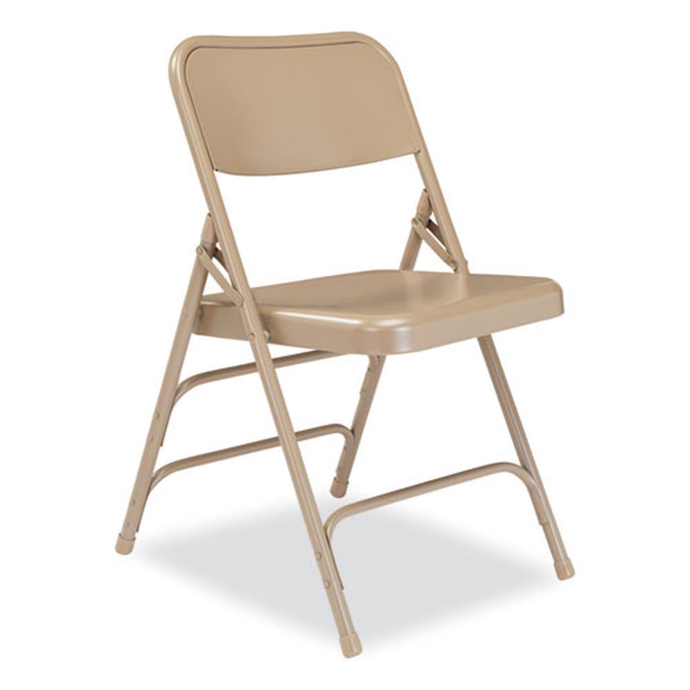 Nps 300 Series Beige Deluxe All-steel Triple Brace Folding Chair With 17.25 Inch Seat Height, Supports 480 Pound -- 4 Per Case