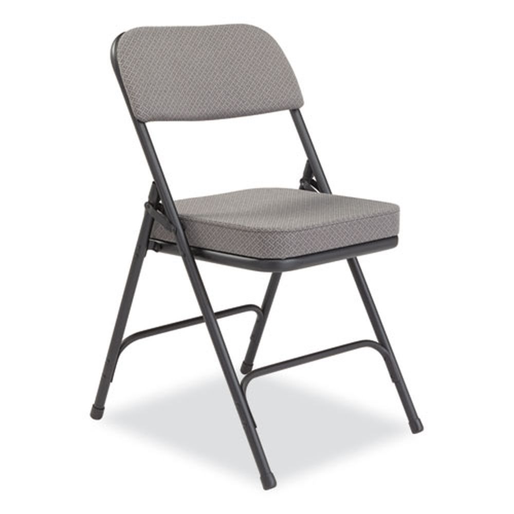 Nps 3200 Series Charcoal Seat/back Black Base Fabric Dual-hinge Folding Chair, Supports 300 Pound -- 2 Per Case