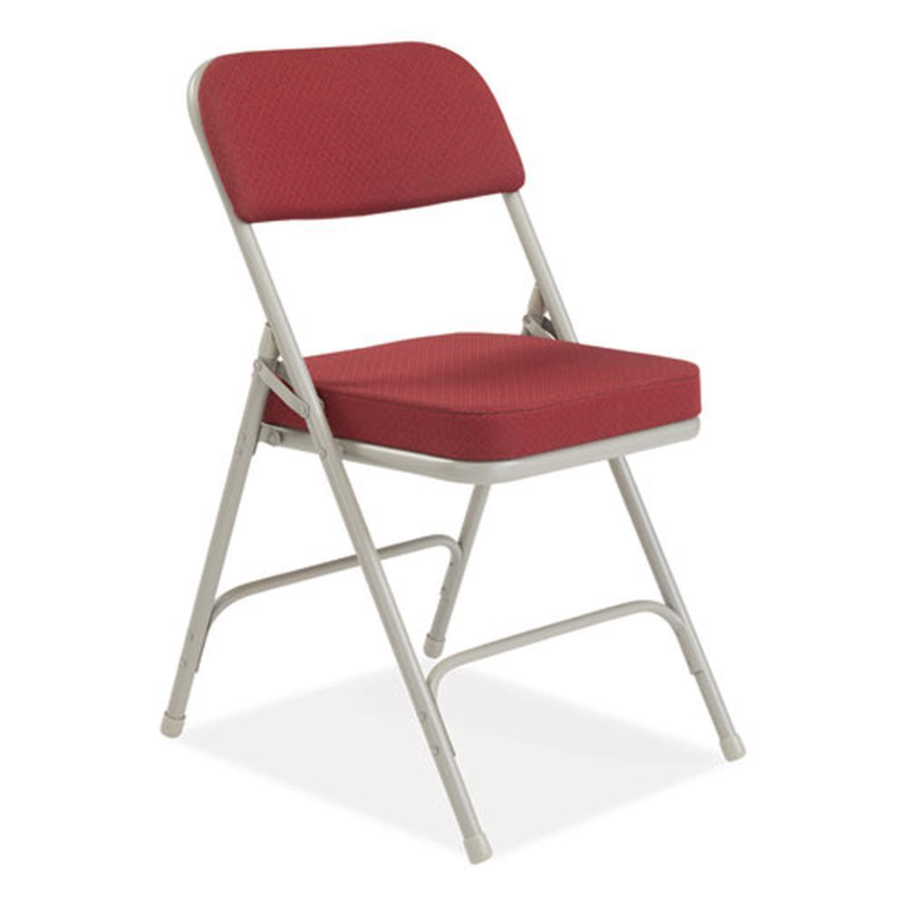Nps 3200 Series Burgundy Seat/back Gray Base Premium Fabric Dual-hinge Folding Chair, Supports 300 Pound -- 2 Per Case