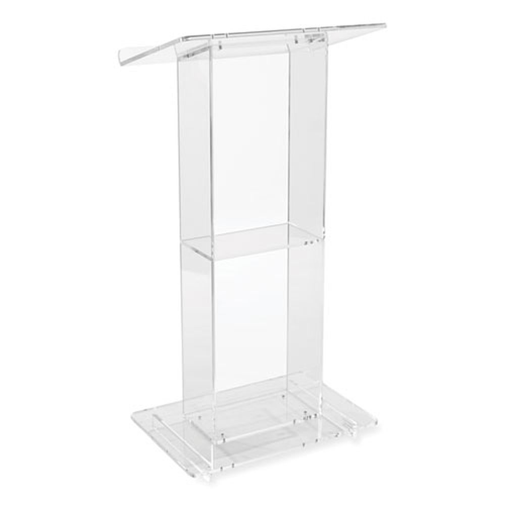 Oklahoma Sound Clear Acrylic Lectern With Shelf, 24 X 15 X 46 Inch