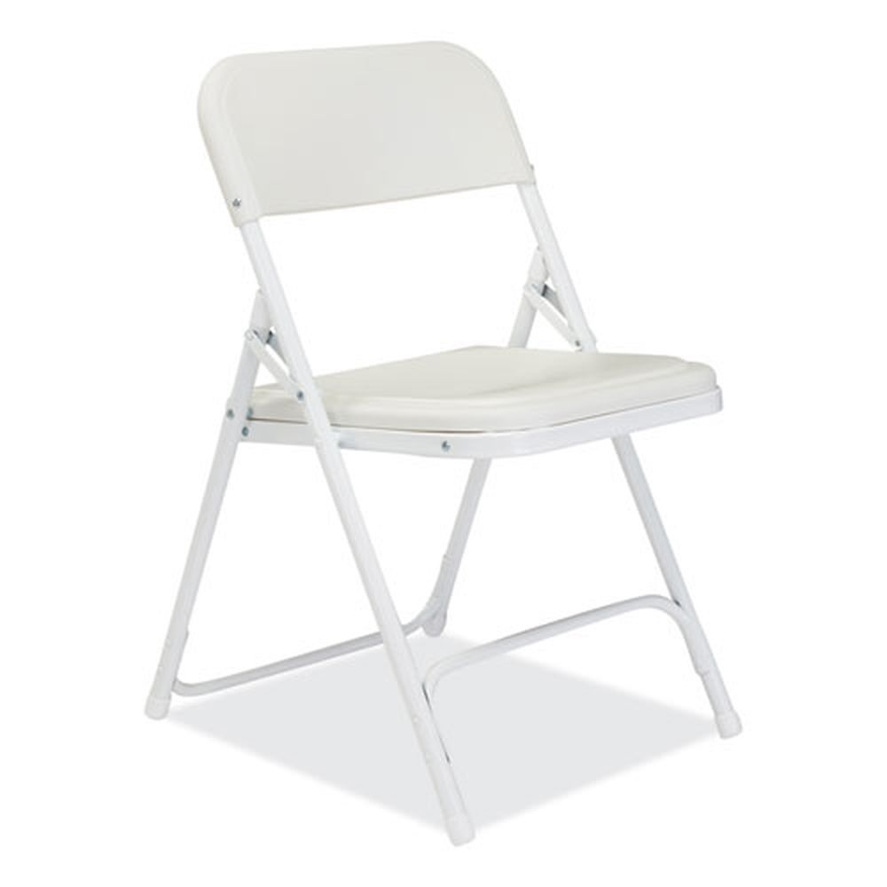 Nps 800 Series Bright White Seat White Base Plastic Folding Chair With 18 Inch Seat Height, Supports 500 Pound -- 4 Per Case