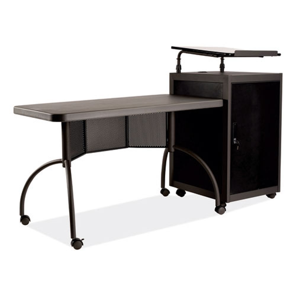 Oklahoma Sound Charcoal Gray Teachers Workpod Desk And Lectern Kit, 68 X 24 X 41 Inch