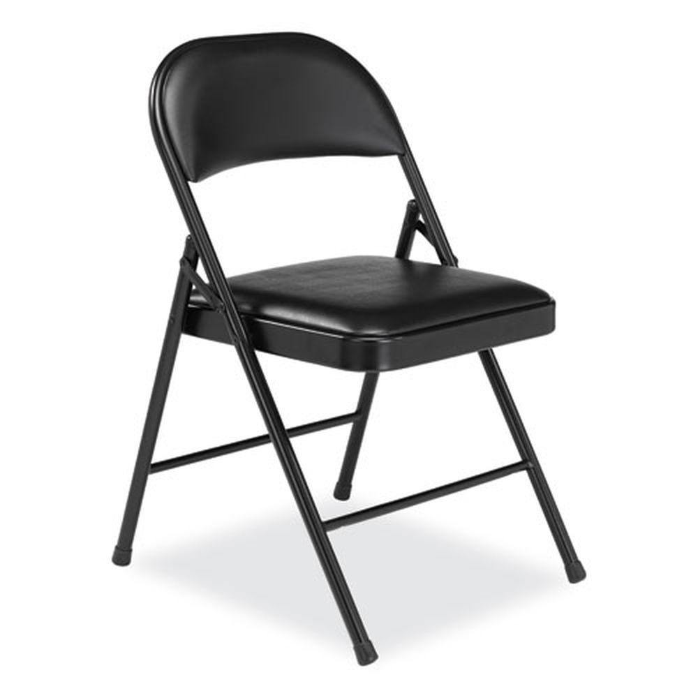 Nps 950 Series Black Vinyl Padded Steel Folding Chair With 17.75 Inch Seat Height, Supports Up To 250 Pound -- 4 Per Case