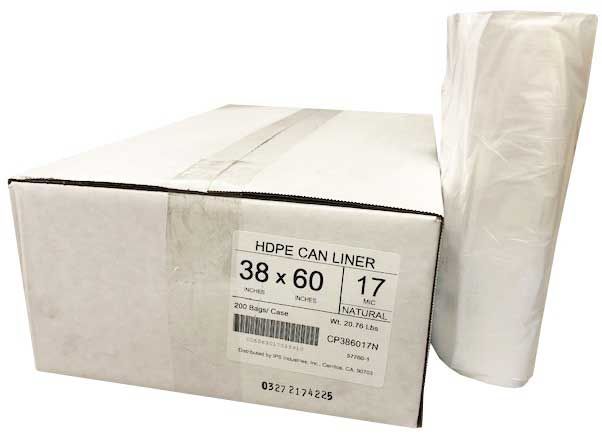 Spectrum Plastics 38 X 60 Inch Natural High-density Polyethylene Can Liner, 25 Count -- 8 Per Case