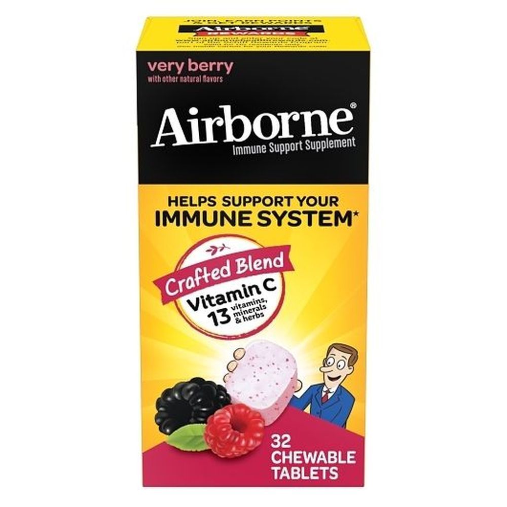 Airborne Very Berry Chewable Tablets For Immune System, 12 Count -- 3 Per Case