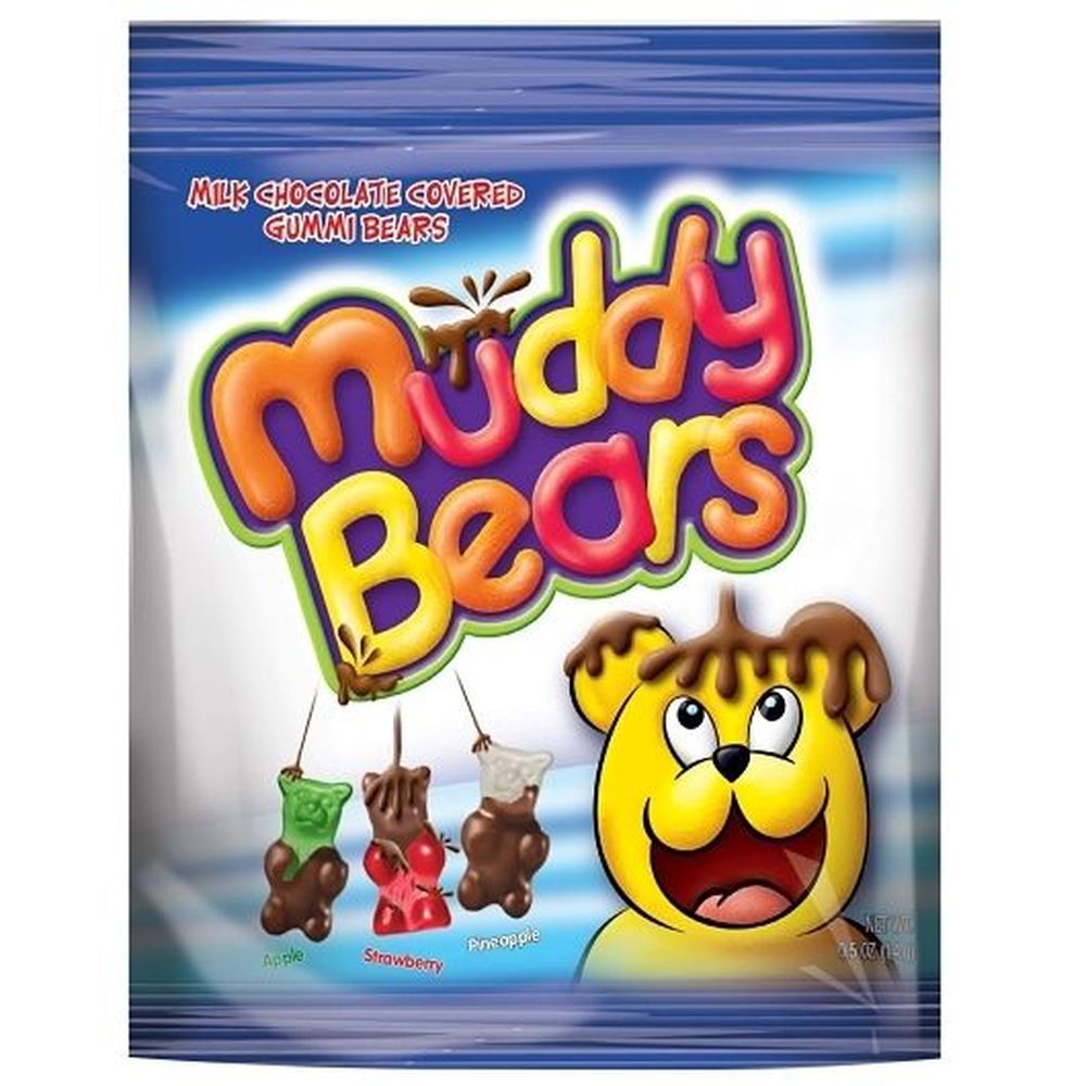 Muddy Bears Milk Chocolate Covered Gummi Bears, Peg Bag, 5 Ounce -- 12 Per Case