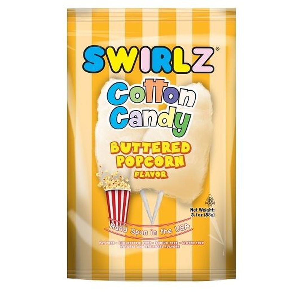 Swirlz Buttered Popcorn Swirlz Cotton Candy, 3.1 Ounce -- 12 Per Case