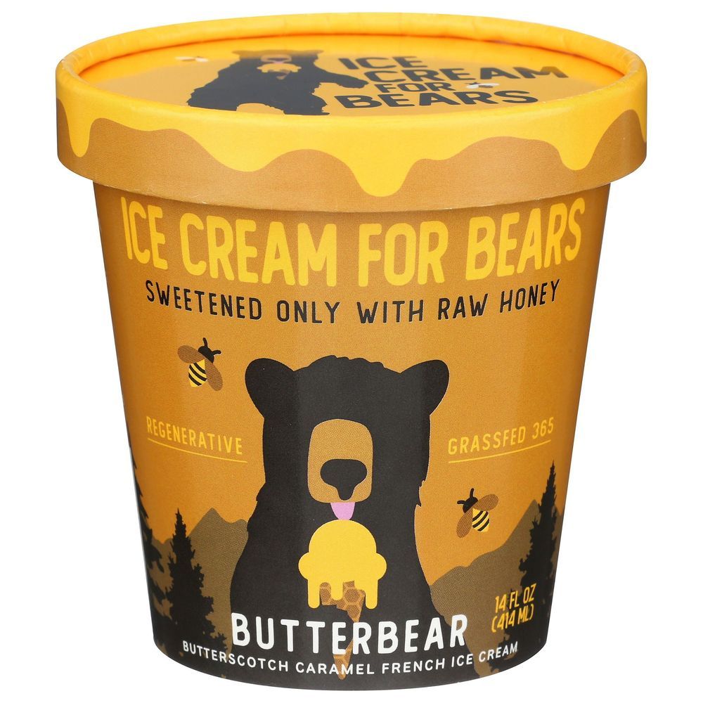 Ice Cream For Bears Butterbear Butterscotch Caramel Ice Cream, 14 Fluid Ounce -- 8 Per Case