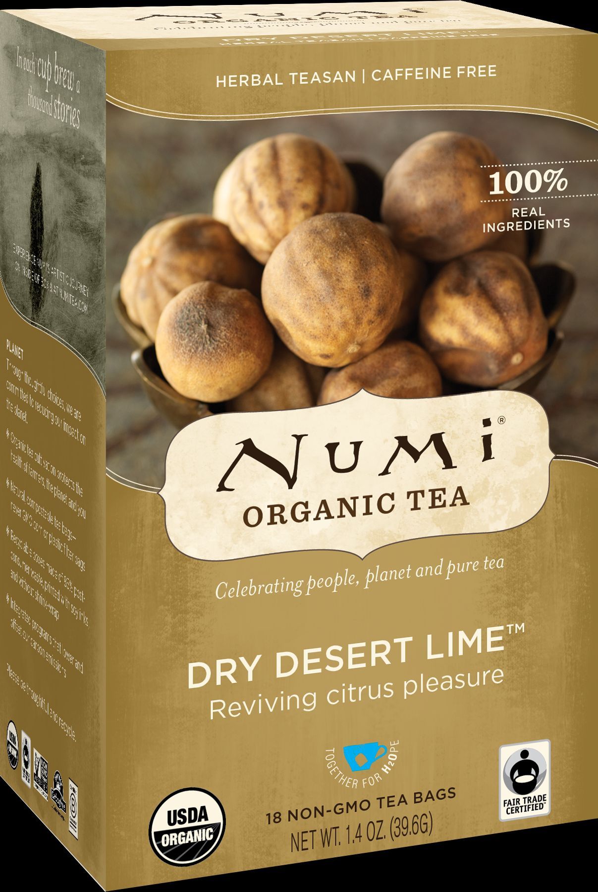 Numi Organic Dry Desert Lime Herbal Tea, 18 Tea Bags Count -- 6 Per Case