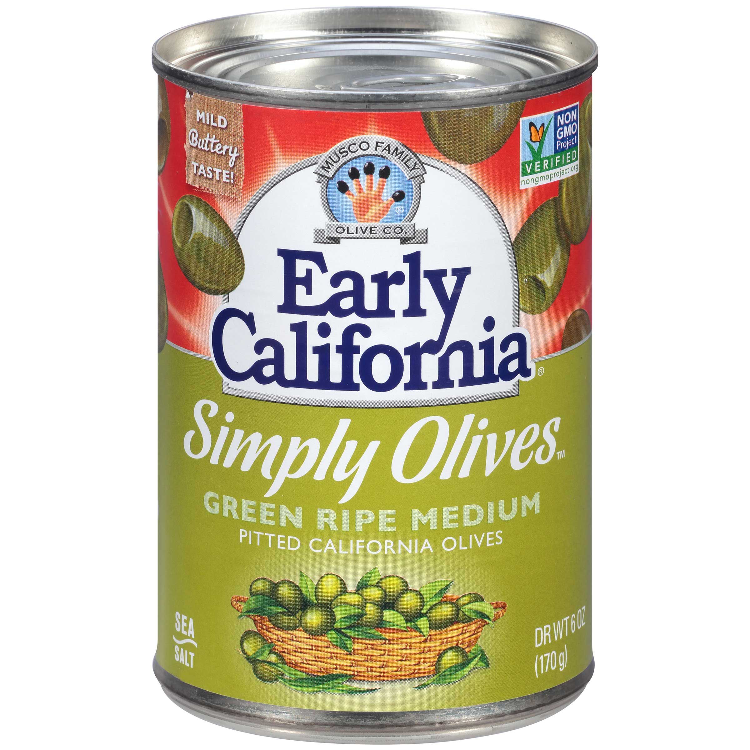 Early California Simply Medium Pitted Green Olives, 6 Ounce -- 12 Per Case