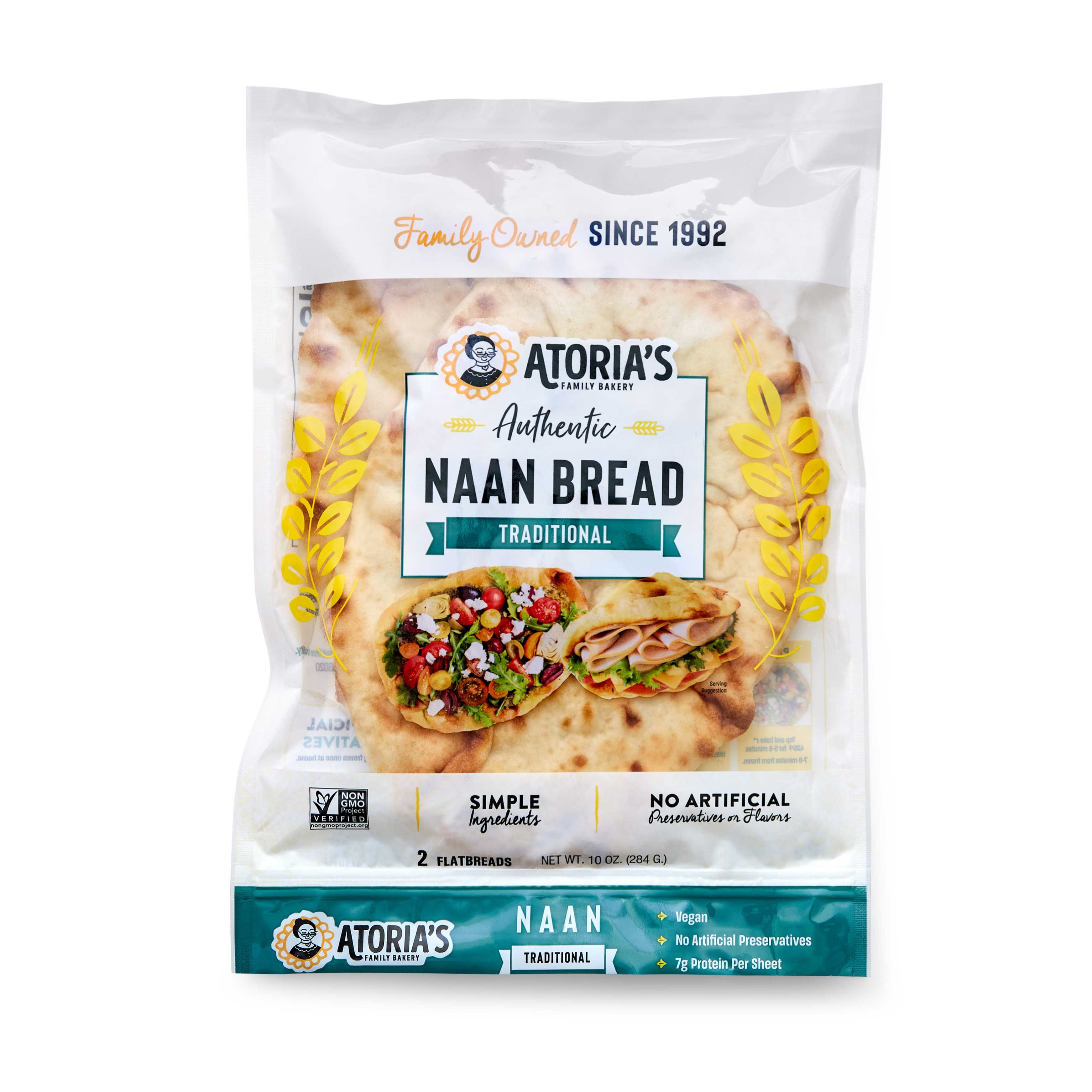 Atoria's Family Bakery Traditional Naan Flatbread, 11 Ounce -- 8 Per Case
