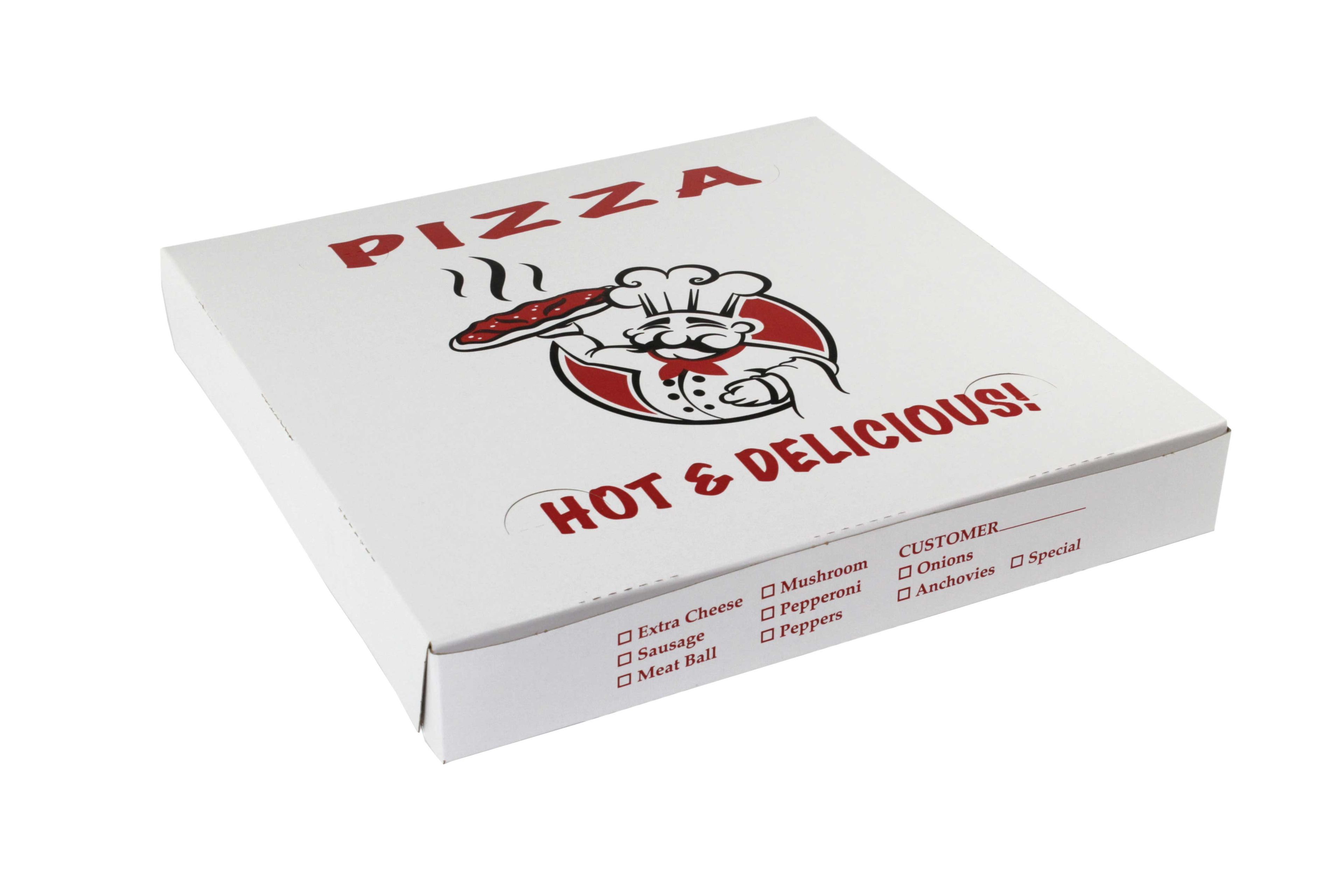 Boxit Chefs Classic Printed To Go Lock Corner One Piece White Pizza Box, 14 X 14 X 2 Inch -- 100 Per Case