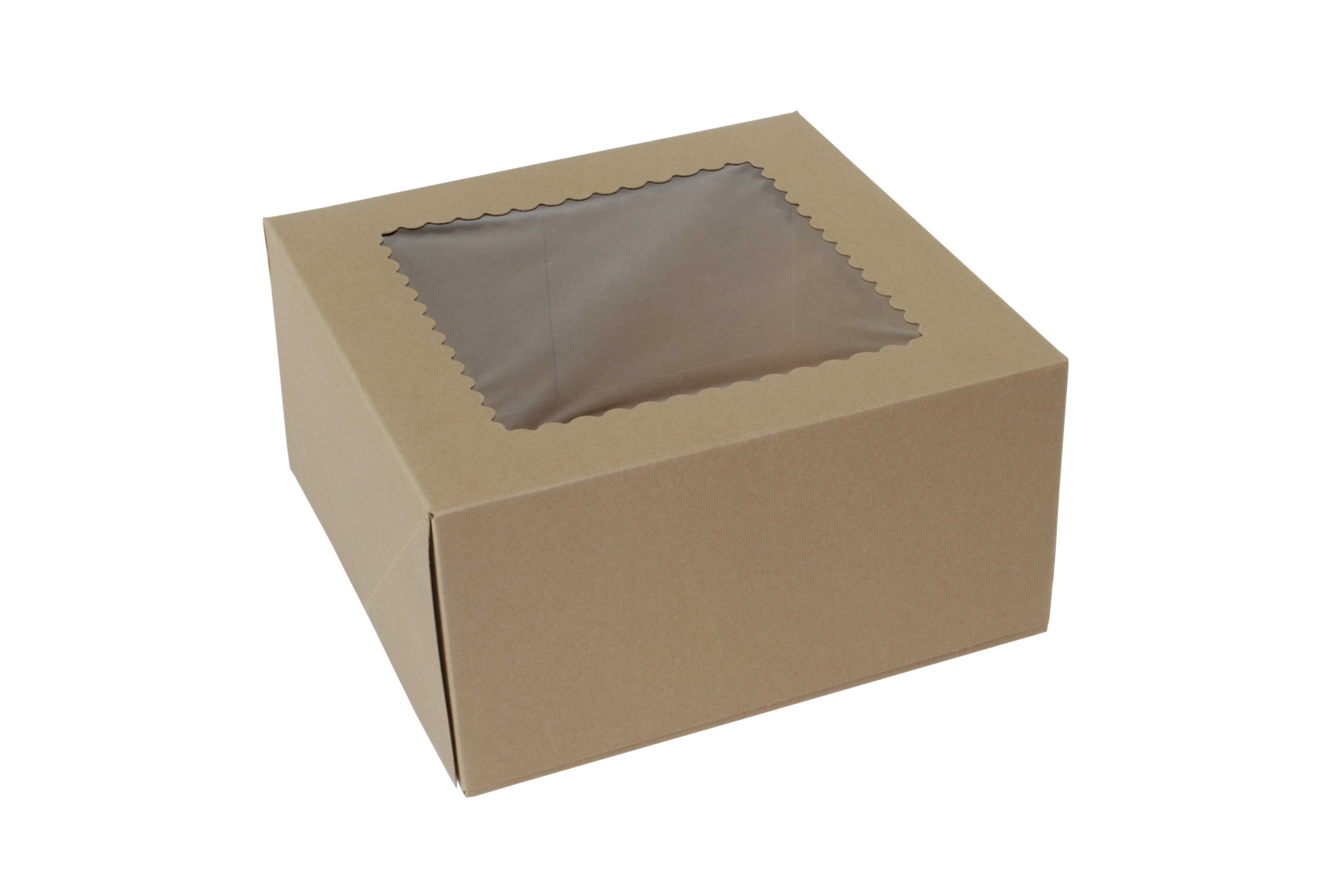 Boxit Windowed One Piece Kraft Bakery Box, 10 X 10 X 5 Inch -- 100 Per Case