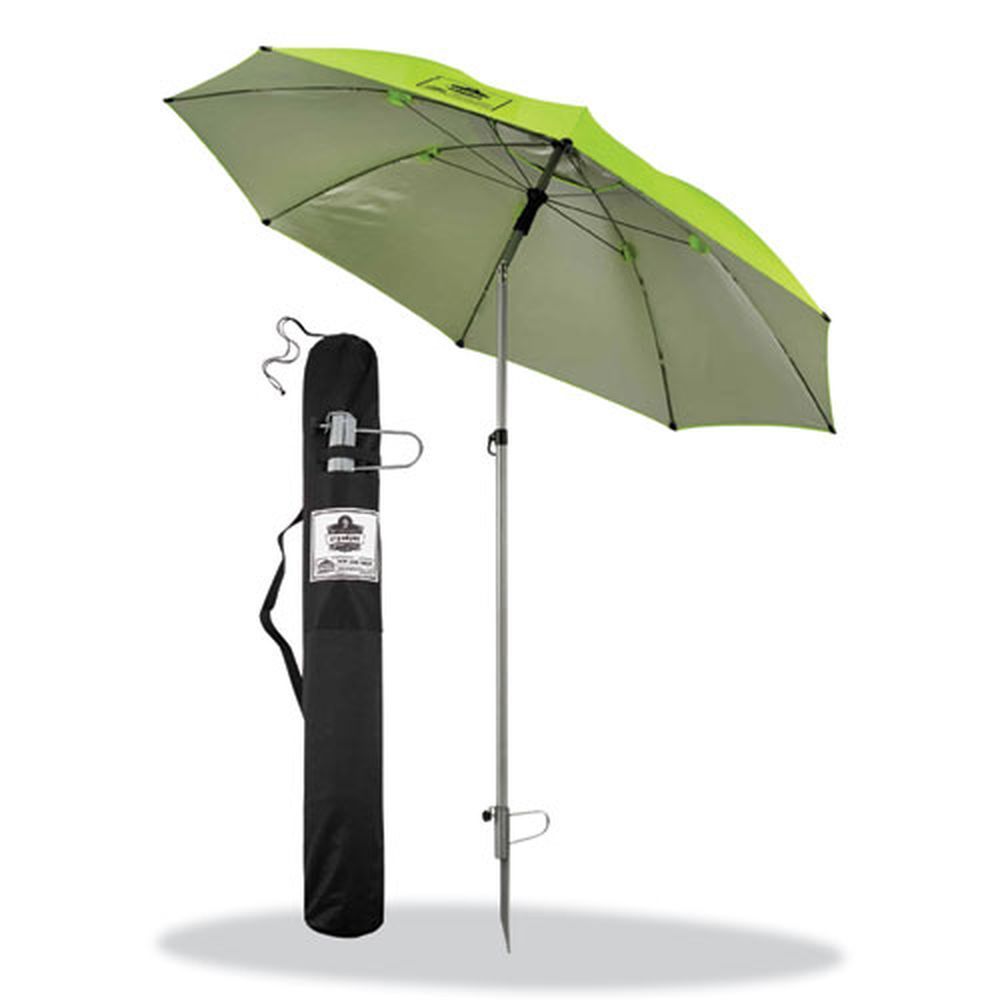 Ergodyne Shax 6100 Lime Canopy Lightweight Long Work Umbrella 90 Inch Span, 92.4 Inch