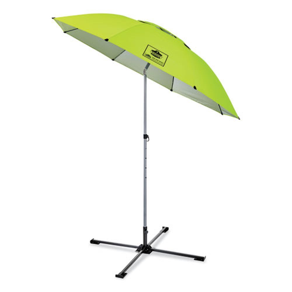 Ergodyne Shax 6199 Polyester And Steel Lime Lightweight Work Umbrella Stand Kit, 7.5 Feet Dia. X 92 Inch Tall