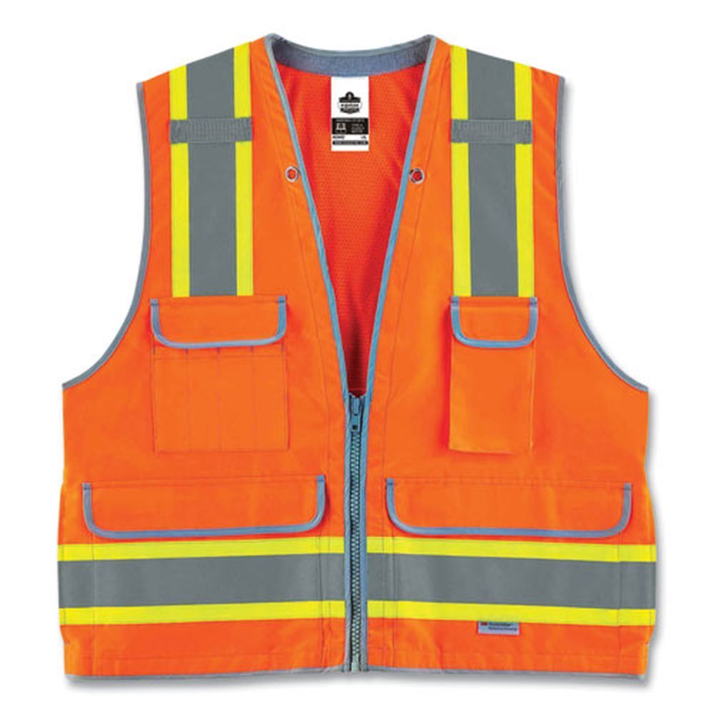 Ergodyne Glowear 8254hdz Polyester 2x Large And 3x Large Orange Class 2 Heavy Duty Surveyors Zipper Vest