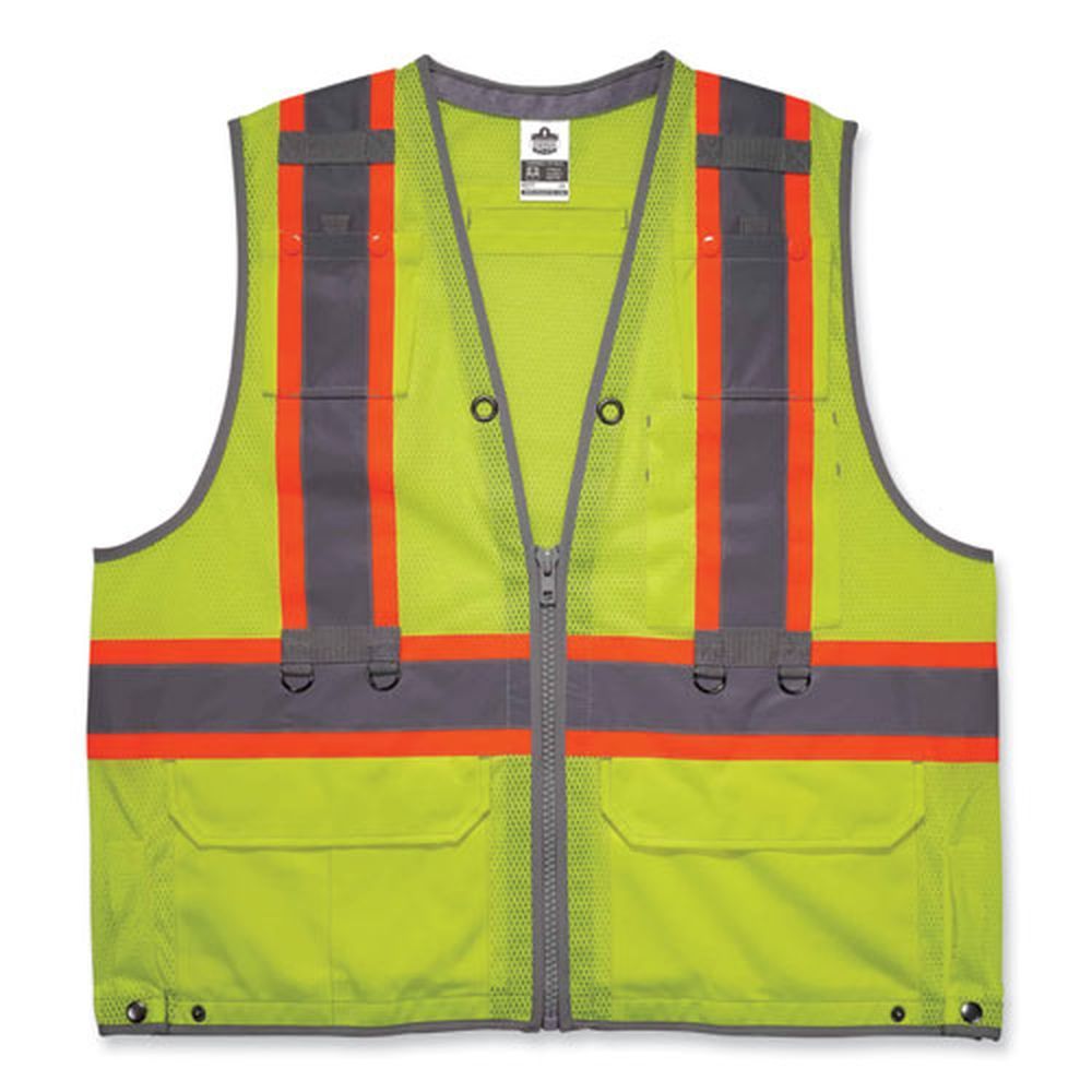 Ergodyne Glowear 8231tv Polyester 2x Large And 3x Large Lime Class 2 Hi-vis Tool Tethering Safety Vest