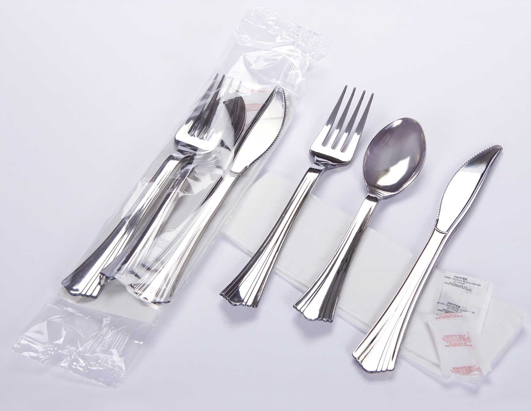 Wna Kifl Reflections Knife Fork Spoon 2 Ply Napkin Salt And Pepper Kit -- 250 Per Case