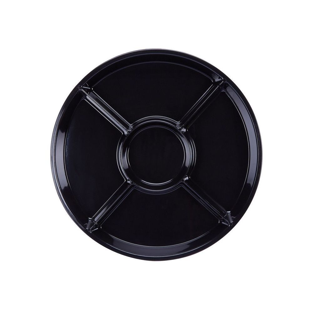 Wna Checkmate Black Round 5 Compartment Polystyrene Tray, 12 Inch -- 18 Per Case