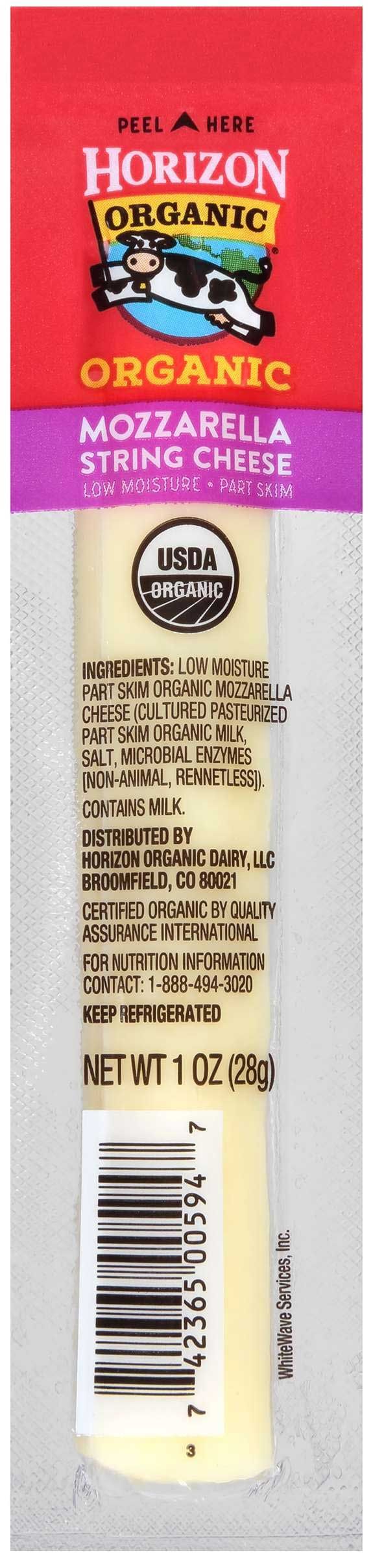 Horizon Organic Mozzarella String Cheese Stick, 1 Ounce -- 48 Per Case